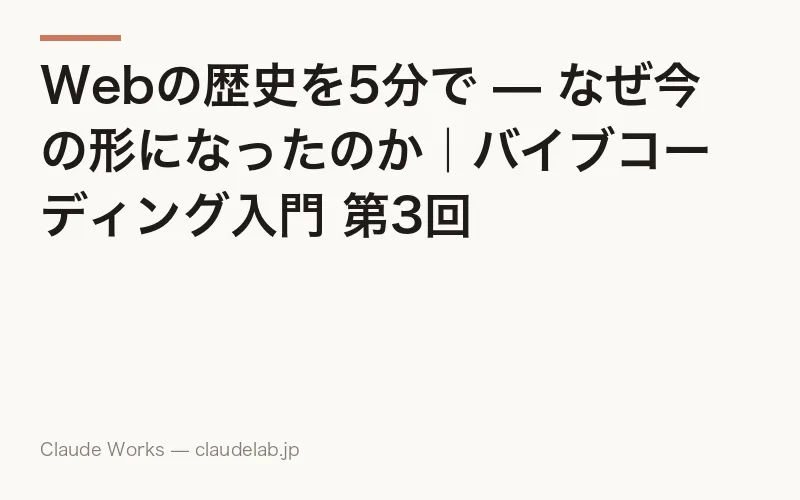 Webの歴史を5分で — なぜ今の形になったのか|バイブコーディング入門 第3回
