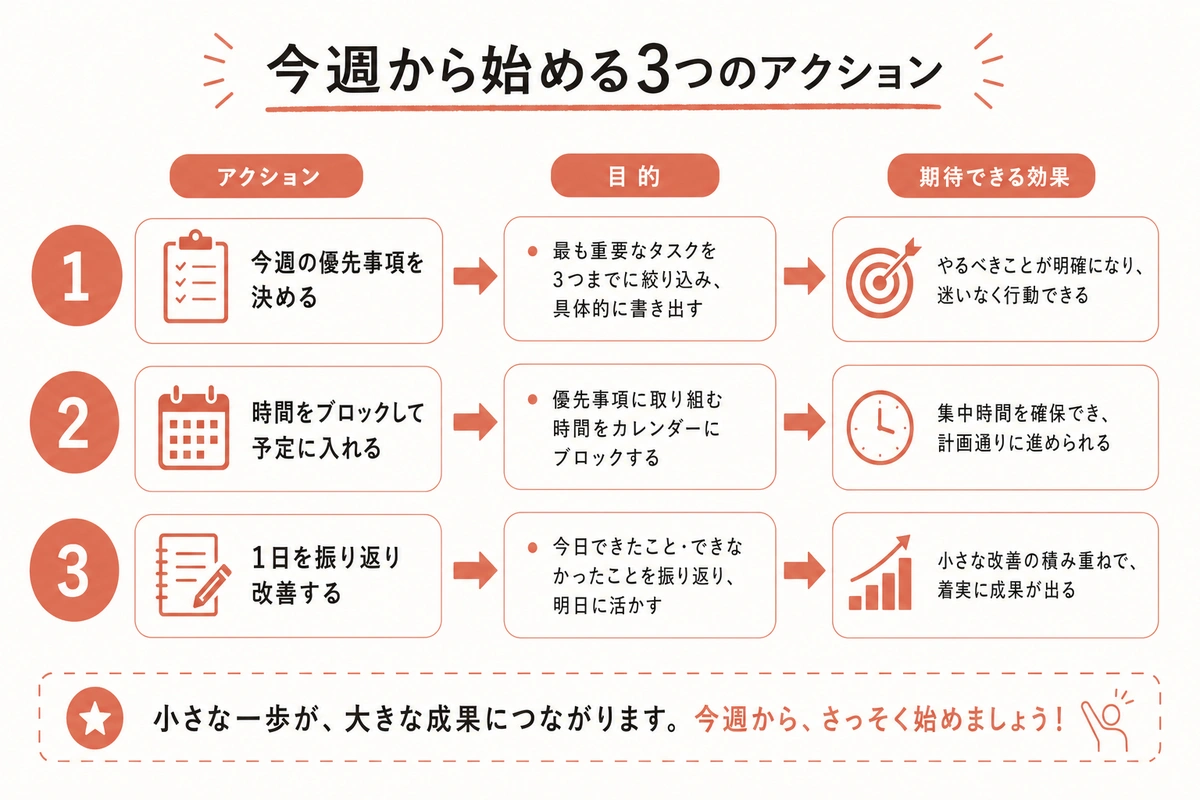 今週から始める3つのアクション