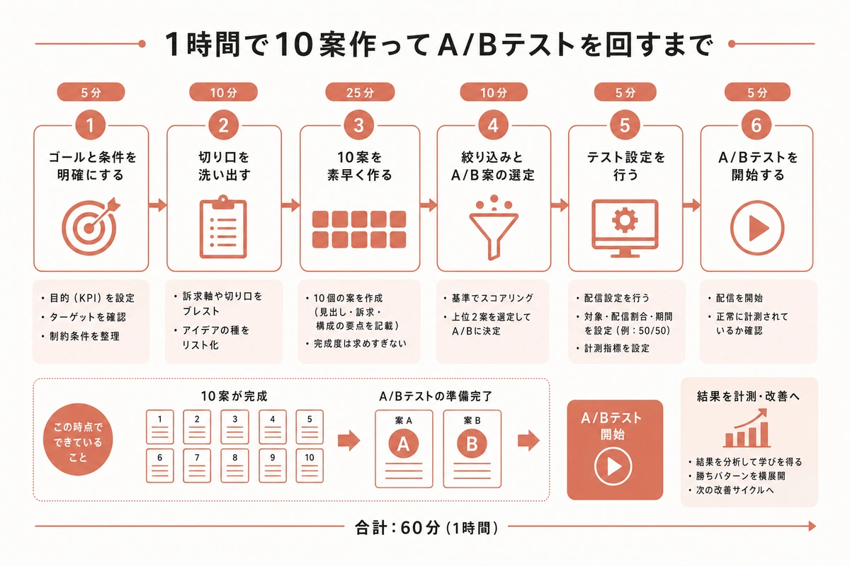 1時間で10案作ってA/Bテストを回すまで