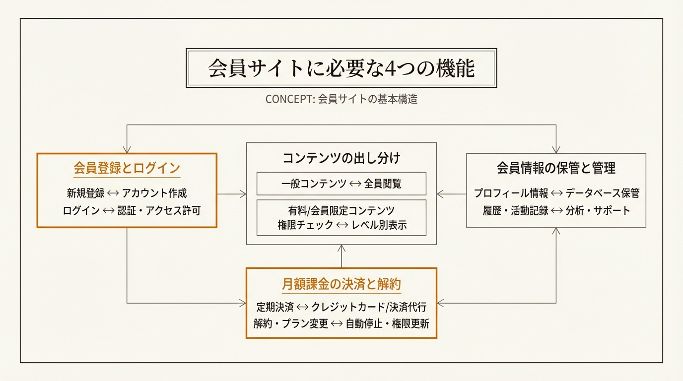 会員サイトに必要な4つの機能