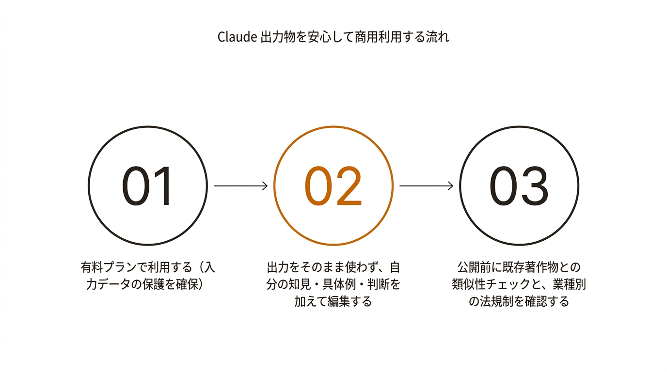 Claude 出力物を安心して商用利用する流れ