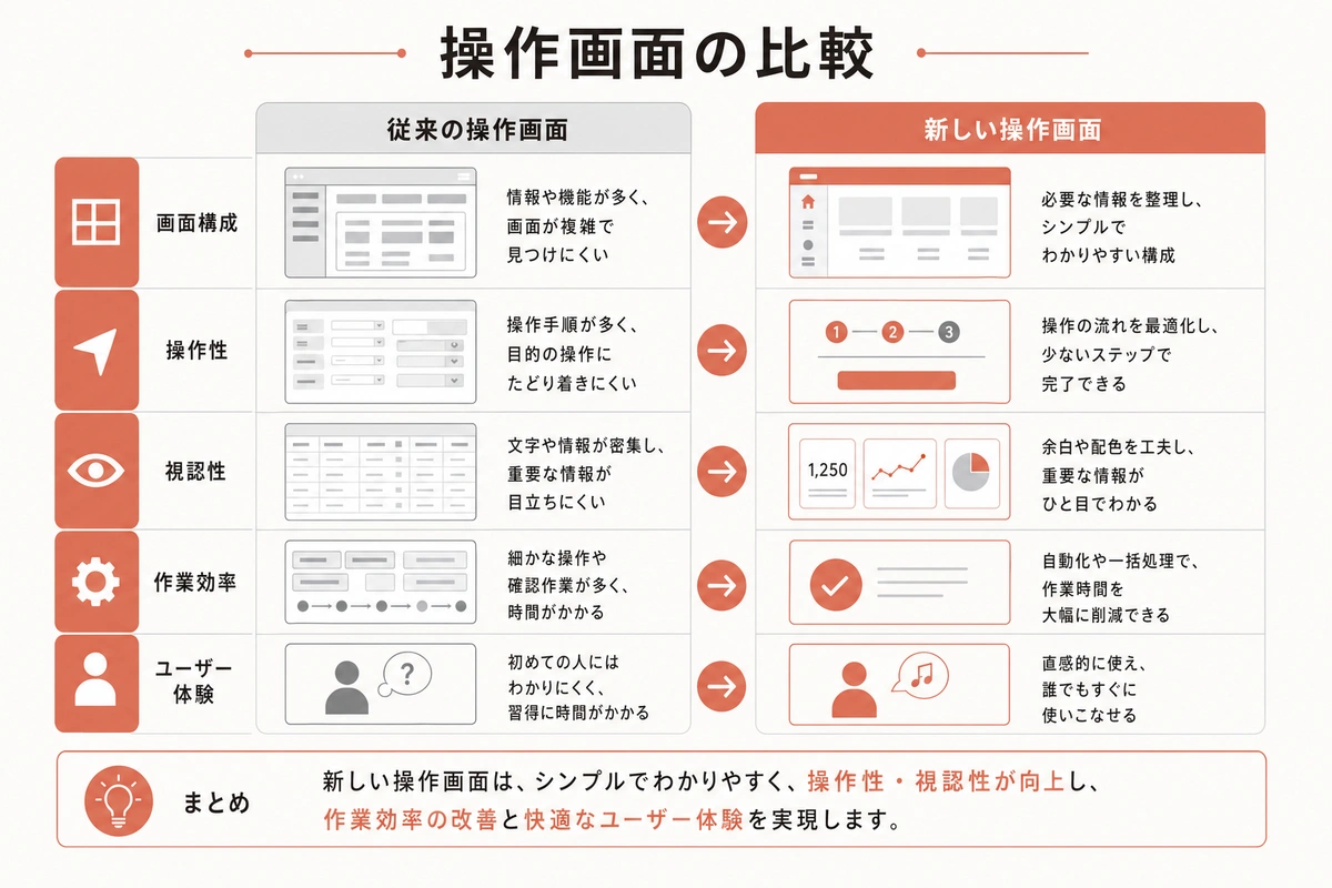 操作画面の比較