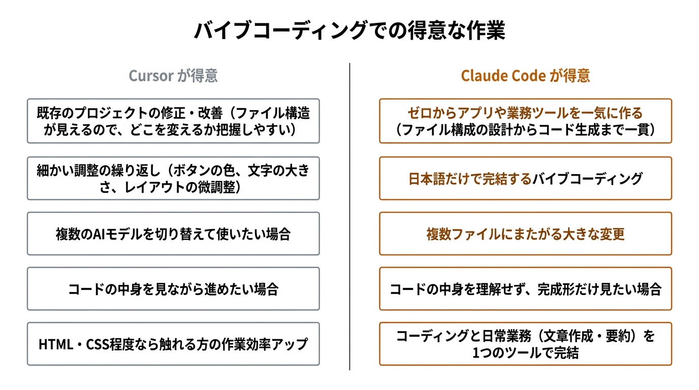 バイブコーディングでの得意な作業