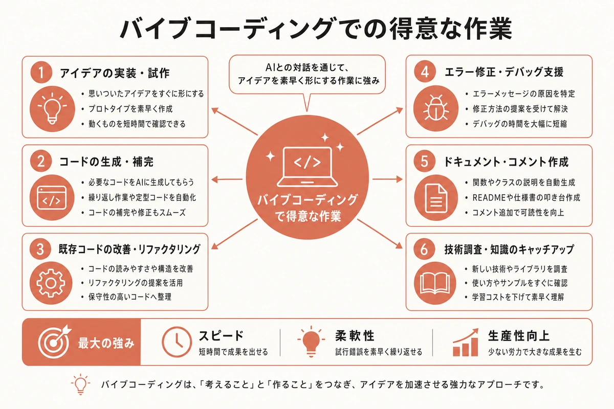バイブコーディングでの得意な作業