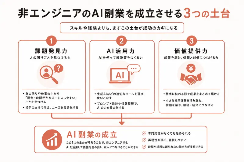 非エンジニアのAI副業を成立させる3つの土台