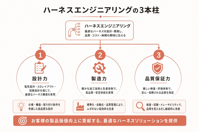 ハーネスエンジニアリングの3本柱