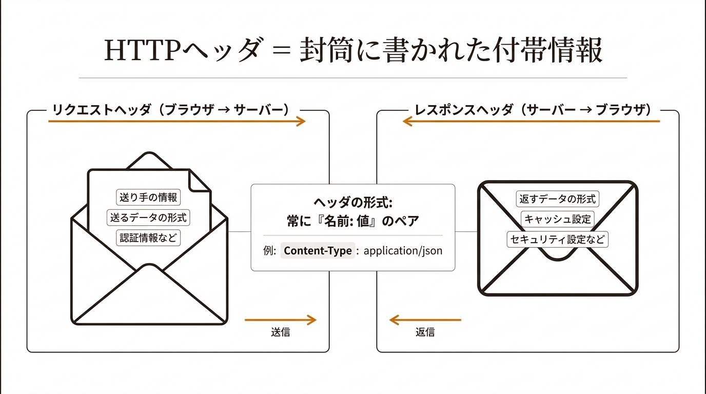 HTTPヘッダ = 封筒に書かれた付帯情報