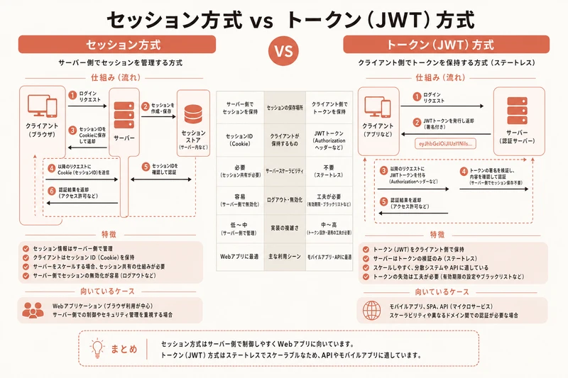 セッション方式 vs トークン（JWT）方式